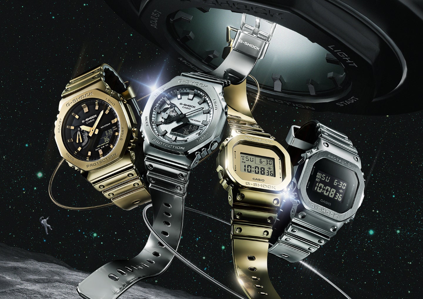 カシオ計算機がG-SHOCKの新製品FINE METALLIC SERIESを発表、タフシリコーンバンド採用で装着性と耐摩耗性が向上