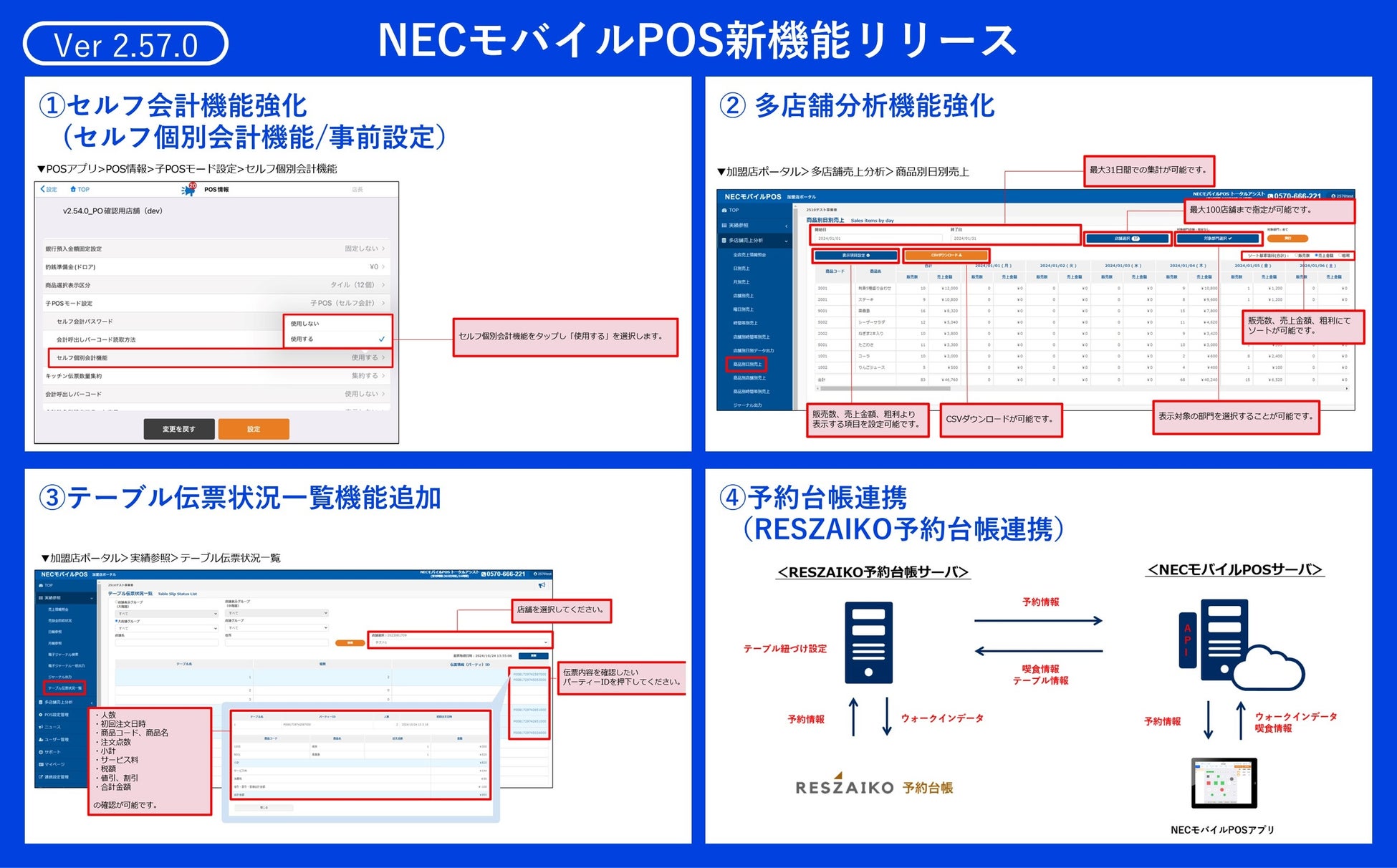 NECがモバイルPOSVer2.57.0をリリース、飲食店業務効率化に貢献